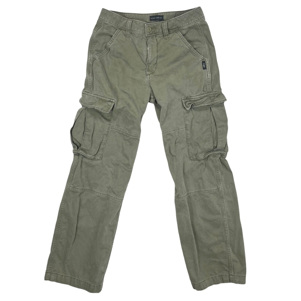 Silver Jeans Co Women's‎ W24 L30 Surplus Cargo Khaki Green Utility Style Pants